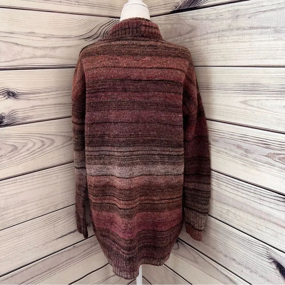 Max Studio Long Oversized Wool Blend Striped Cardigan - Picture 6 of 8